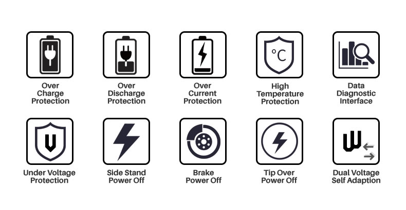 Light Bee battery safety feature icons